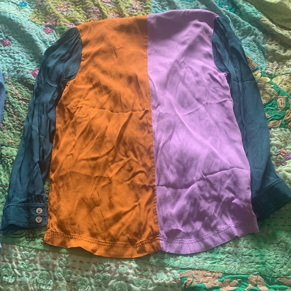 Farm Rio Colorblock Anthropologie Button Down Top - Picture 12 of 12